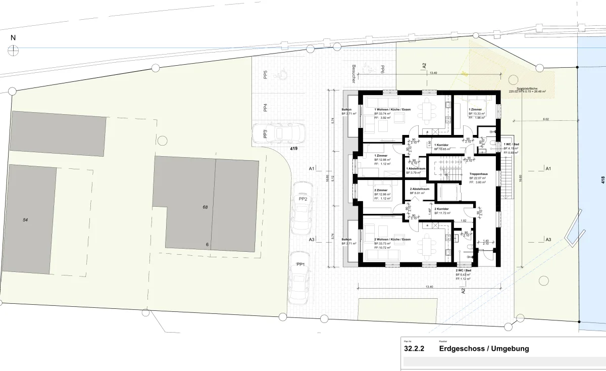 Neubau Mehrfamilienhaus – Erdgeschoss & Umgebung
