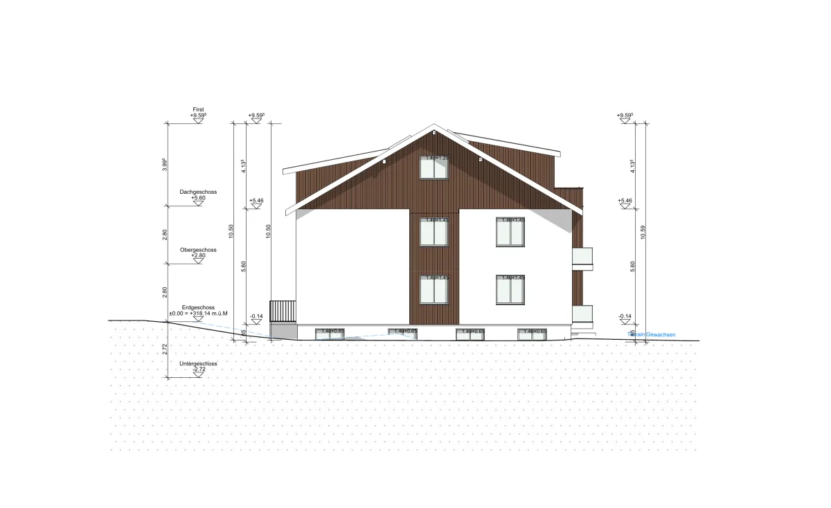 Neubau Mehrfamilienhaus – Nordfassade
